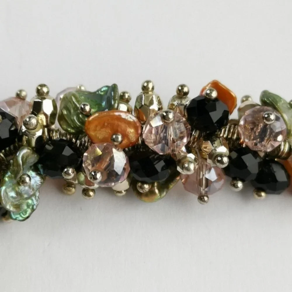 sold Keshi Pearl and crystal necklace in sterling silver ๐ - Picture 5 of 8